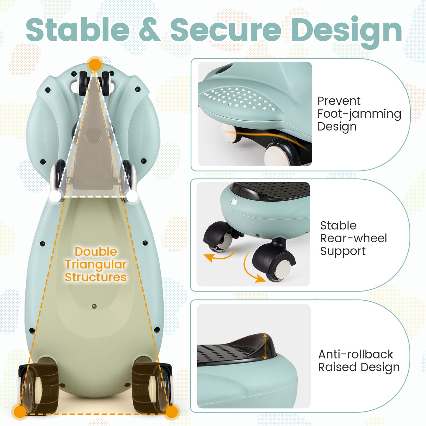 Wiggle Car with Hauling Rope and Under-Seat Storage-Green