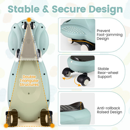 Wiggle Car with Hauling Rope and Under-Seat Storage-Green