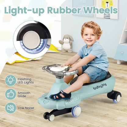 Wiggle Car with Hauling Rope and Under-Seat Storage-Green
