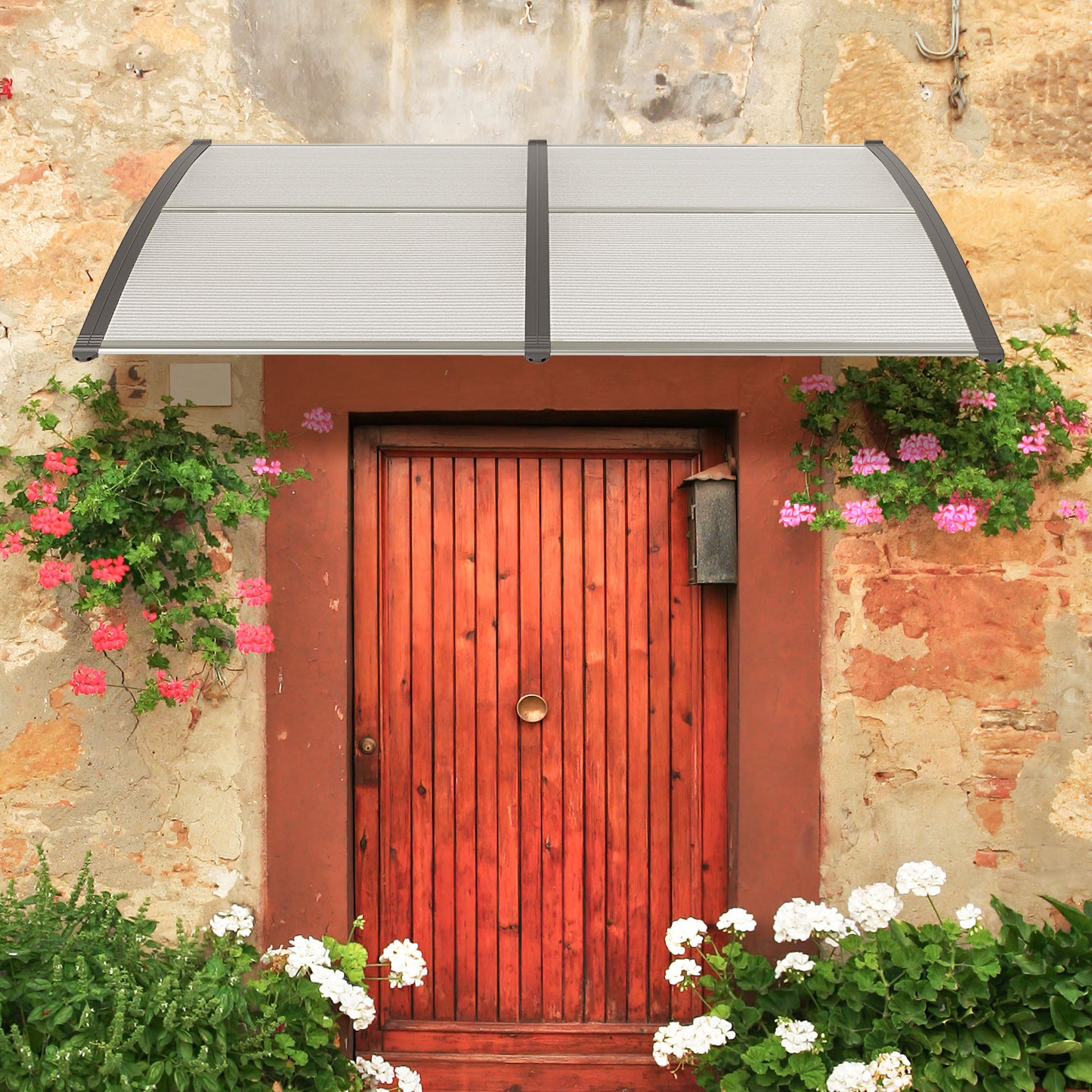 Window Awning Door Canopy Exterior Outdoor Patio Awning Canopy-Grey