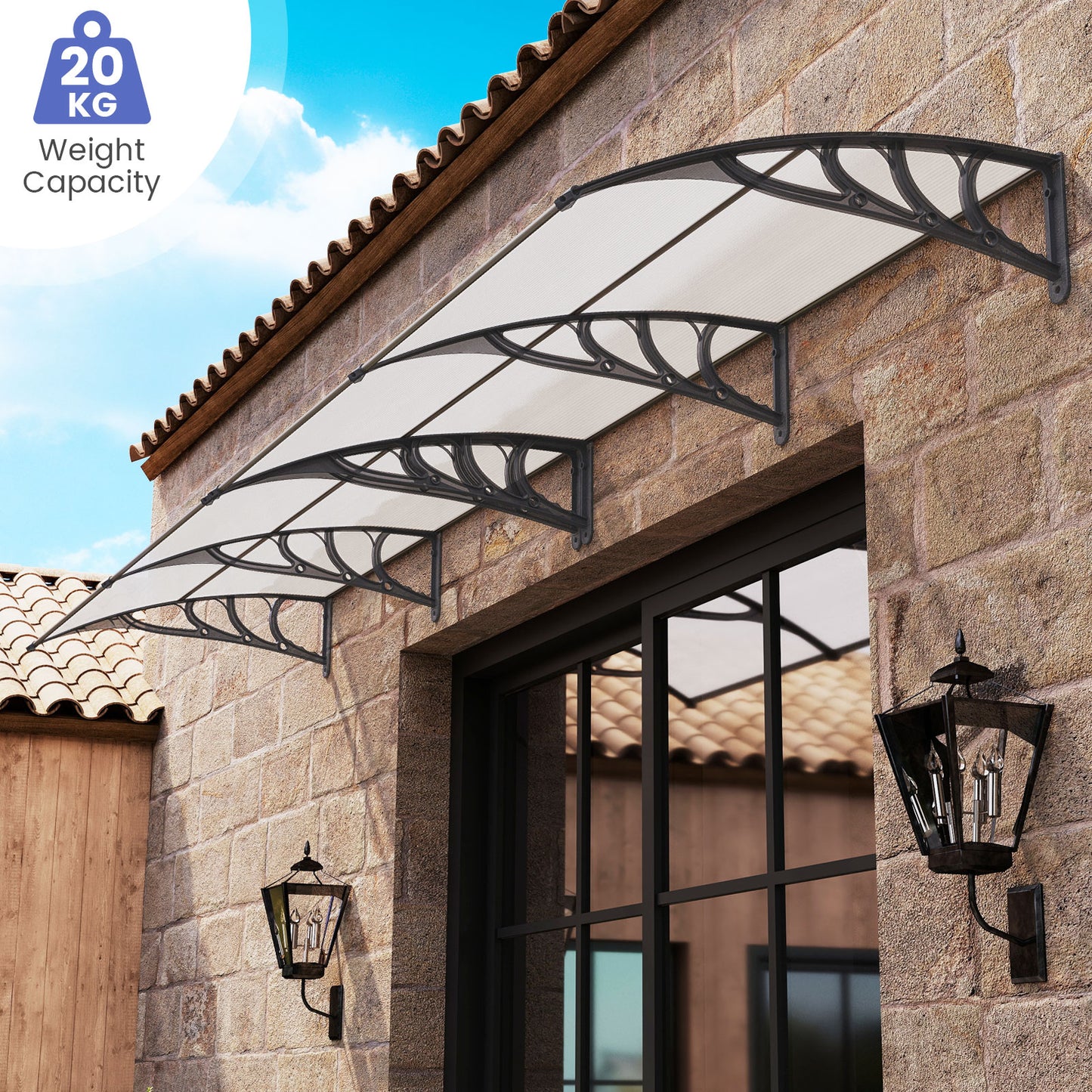 Window Awning Door Canopy Exterior Outdoor Patio Awning Canopy-Grey