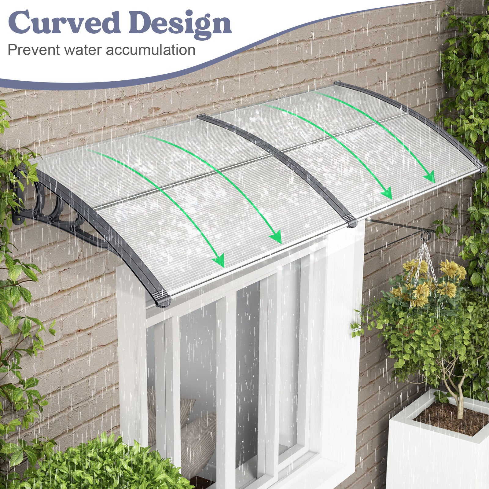 Window Awning Door Canopy Exterior Outdoor Patio Awning Canopy-Grey