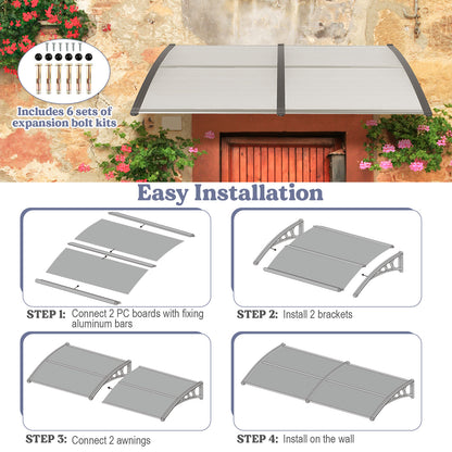 Window Awning Door Canopy Exterior Outdoor Patio Awning Canopy-Grey