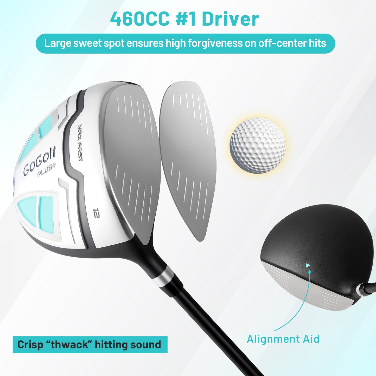 Women's 15-club package golf set with 460cc #1 driver and #3 fairway wood-Green