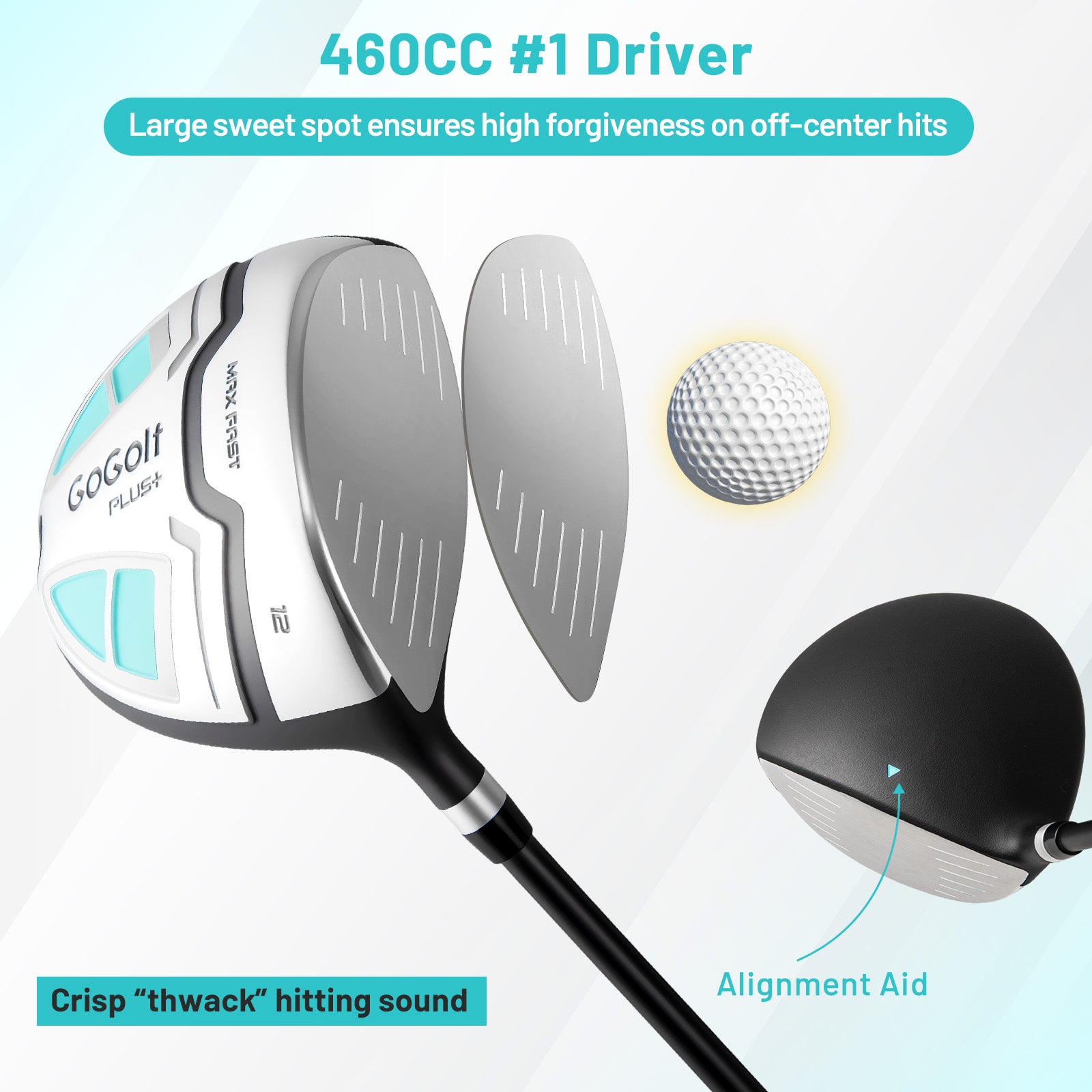 Women's 15-club package golf set with 460cc #1 driver and #3 fairway wood-Green