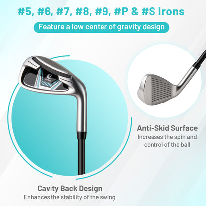 Women's 15-club package golf set with 460cc #1 driver and #3 fairway wood-Green
