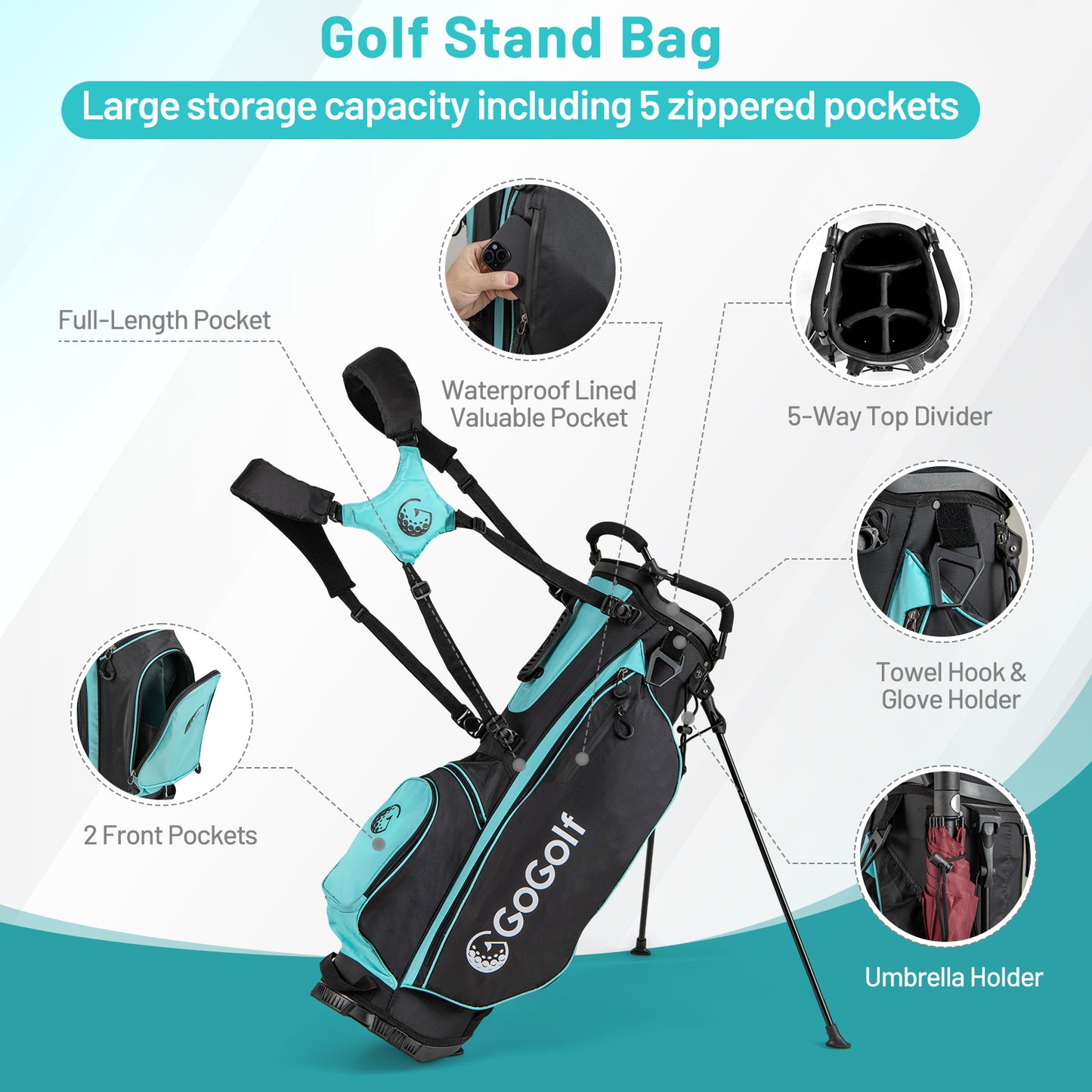 Women's 15-club package golf set with 460cc #1 driver and #3 fairway wood-Green