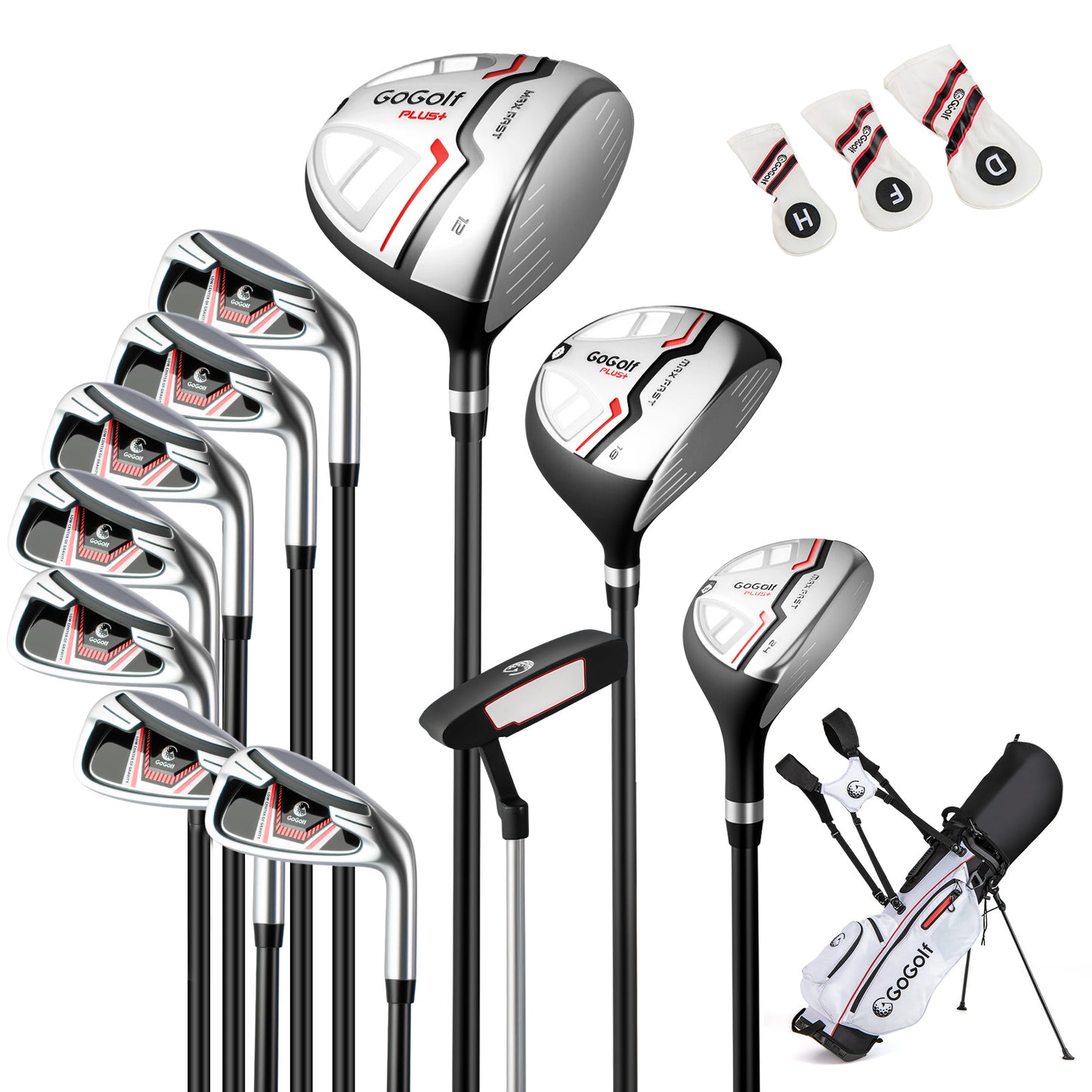 Women's 15-club package golf set with 460cc #1 driver and #3 fairway wood-Red