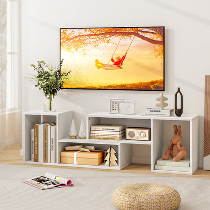 Wood TV Stands 2 PCS TV Console Cabinets for TVs up to 55 Inches-White