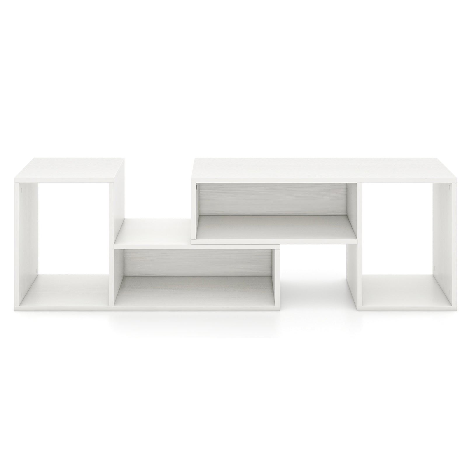 Wood TV Stands 2 PCS TV Console Cabinets for TVs up to 55 Inches-White