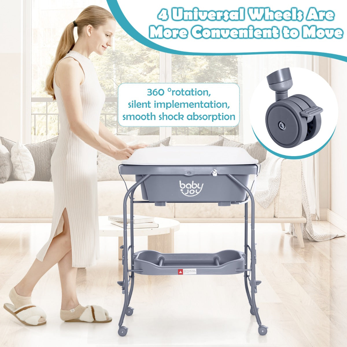 2 in 1 Baby Changing Table with Bath Tub Unit for Newborn Infant