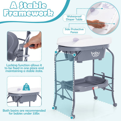 2 in 1 Baby Changing Table with Bath Tub Unit for Newborn Infant