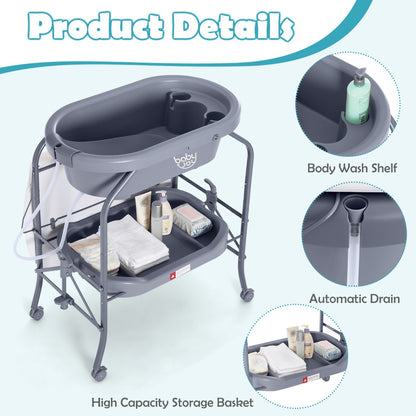 2 in 1 Baby Changing Table with Bath Tub Unit for Newborn Infant