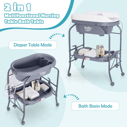 2 in 1 Baby Changing Table with Bath Tub Unit for Newborn Infant