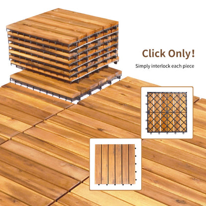 27 Pieces Acacia Wood Interlocking Patio Deck Tile Indoor Outdoor-Type B