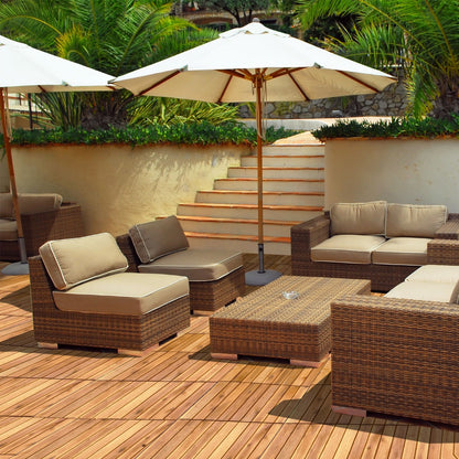 27 Pieces Acacia Wood Interlocking Patio Deck Tile Indoor Outdoor-Type B