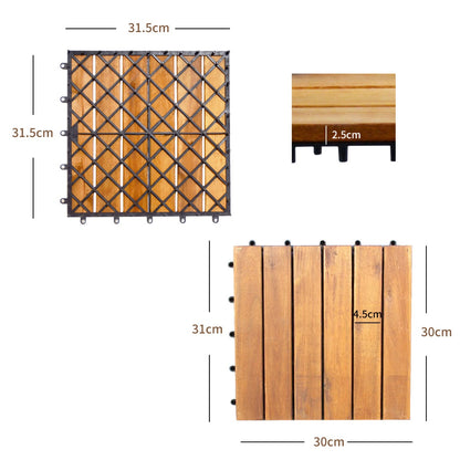 27 Pieces Acacia Wood Interlocking Patio Deck Tile Indoor Outdoor-Type B
