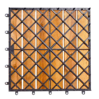 27 Pieces Acacia Wood Interlocking Patio Deck Tile Indoor Outdoor-Type B