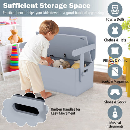 Costway Kids Convertible Activity Bench Table with Toy Storage Box for Kindergarten Art Playroom-Grey