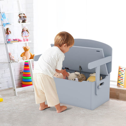 Costway Kids Convertible Activity Bench Table with Toy Storage Box for Kindergarten Art Playroom-Grey