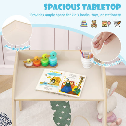 Cute Activity Kids Table and Chair Set with Wide Tabletop-White