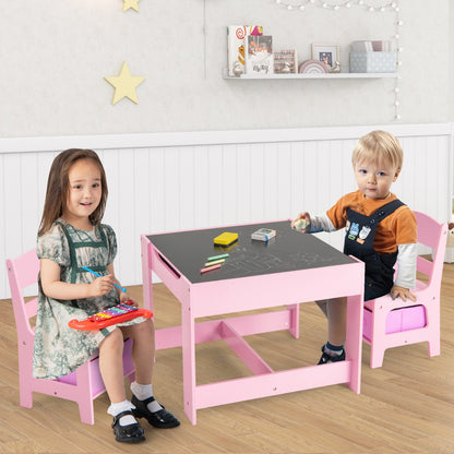 3-In-1 Kids Multi Activity Table & 2 Chairs Set for Toddlers
