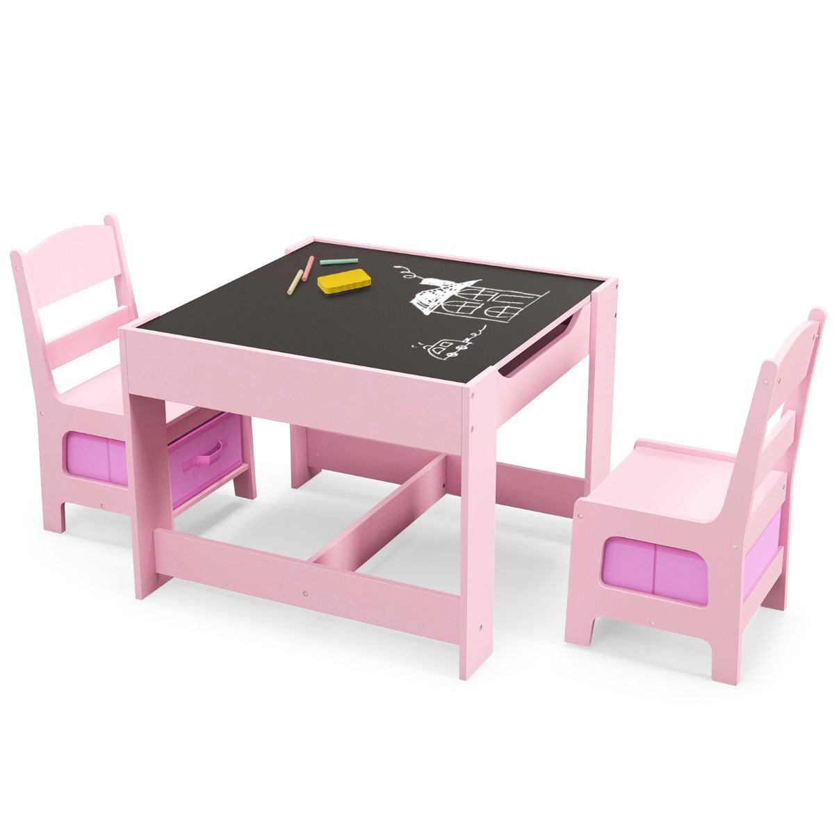 3-In-1 Kids Multi Activity Table & 2 Chairs Set for Toddlers