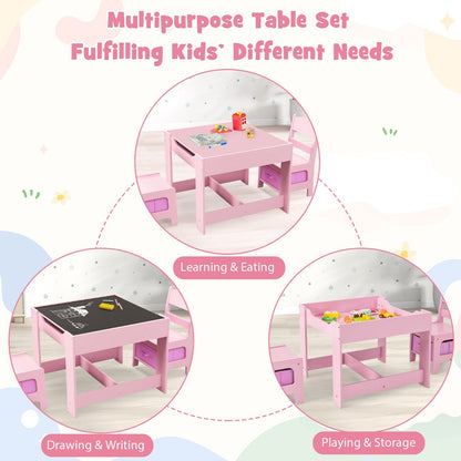 3-In-1 Kids Multi Activity Table & 2 Chairs Set for Toddlers