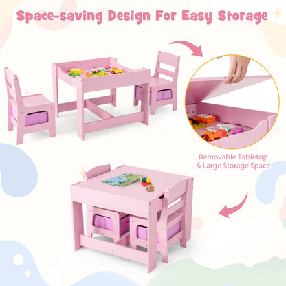 3-In-1 Kids Multi Activity Table & 2 Chairs Set for Toddlers