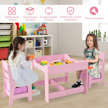 3-In-1 Kids Multi Activity Table & 2 Chairs Set for Toddlers