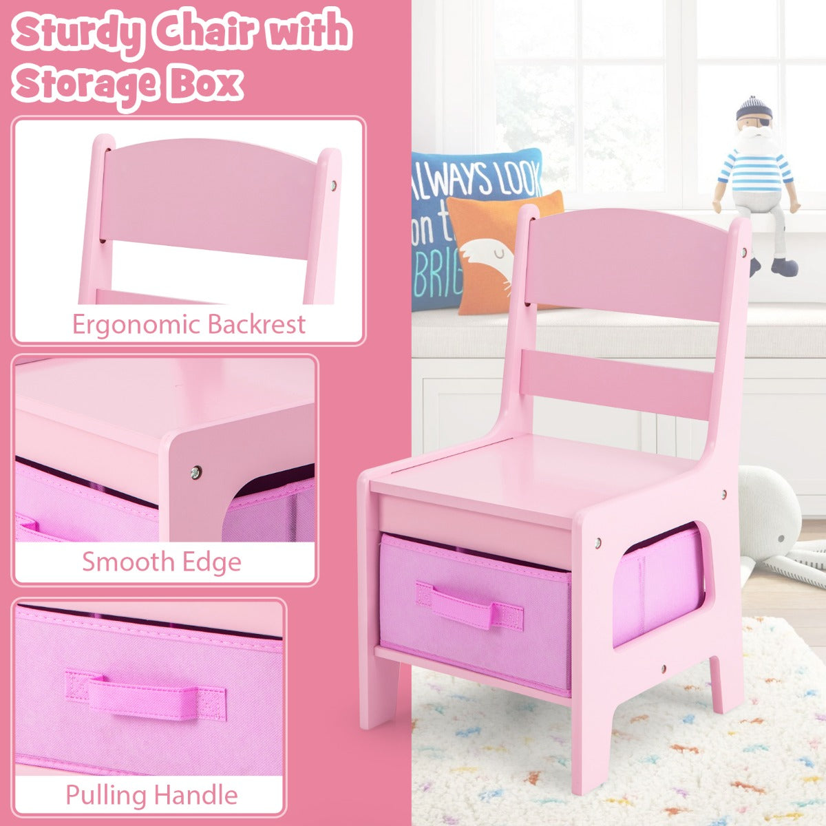 3-In-1 Kids Multi Activity Table & 2 Chairs Set for Toddlers