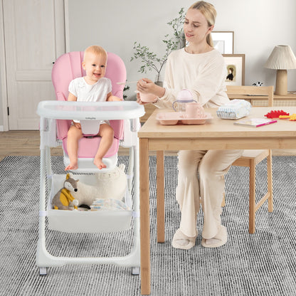 Convertible Infant Dining Chair with 7 Height for Babies and Toddlers-Pink