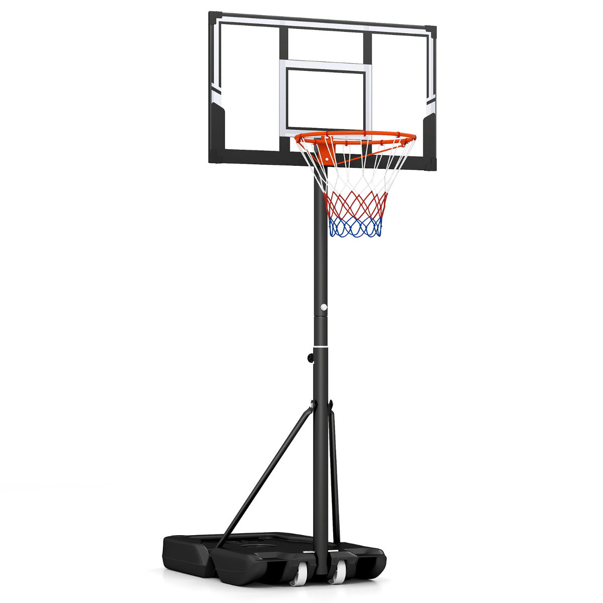 1m-3.05 m Height Adjustable Basketball Hoop with Shatterproof Backboard and Wheels