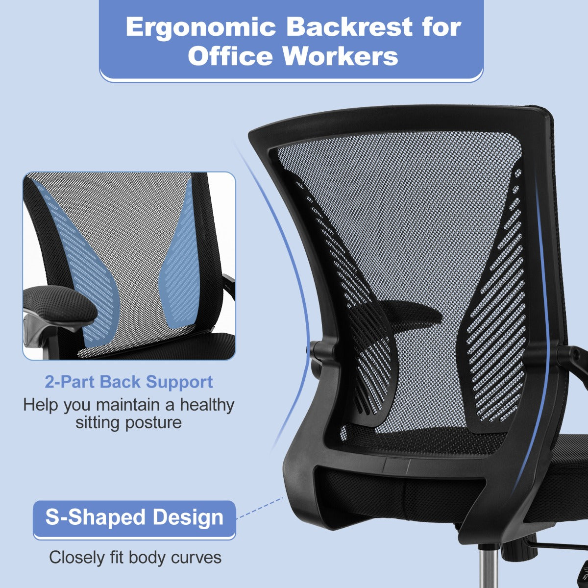 Adjustable Ergonomic Office Chair with Flip-Up Armrests