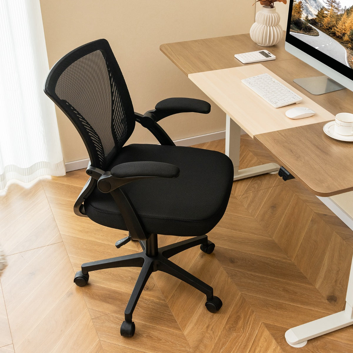 Adjustable Ergonomic Office Chair with Flip-Up Armrests