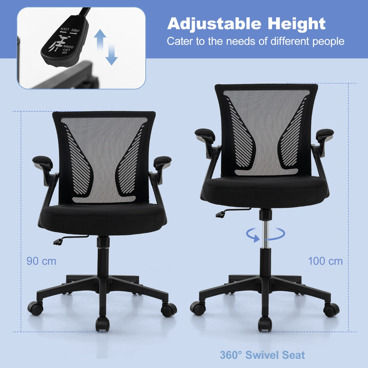Adjustable Ergonomic Office Chair with Flip-Up Armrests