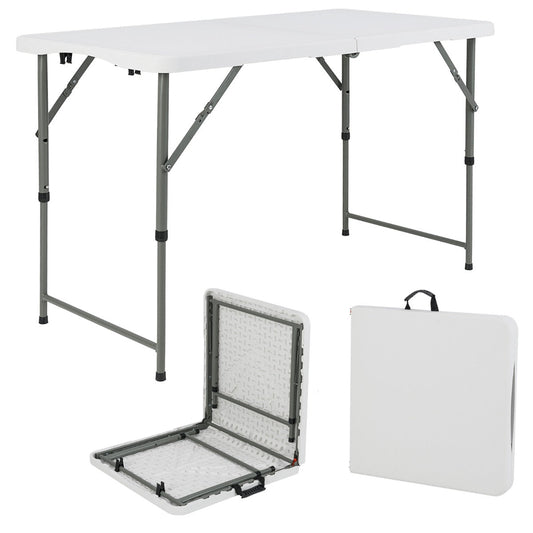 122cm Portable Adjustable Folding Table with Weather-Resistant HDPE Top