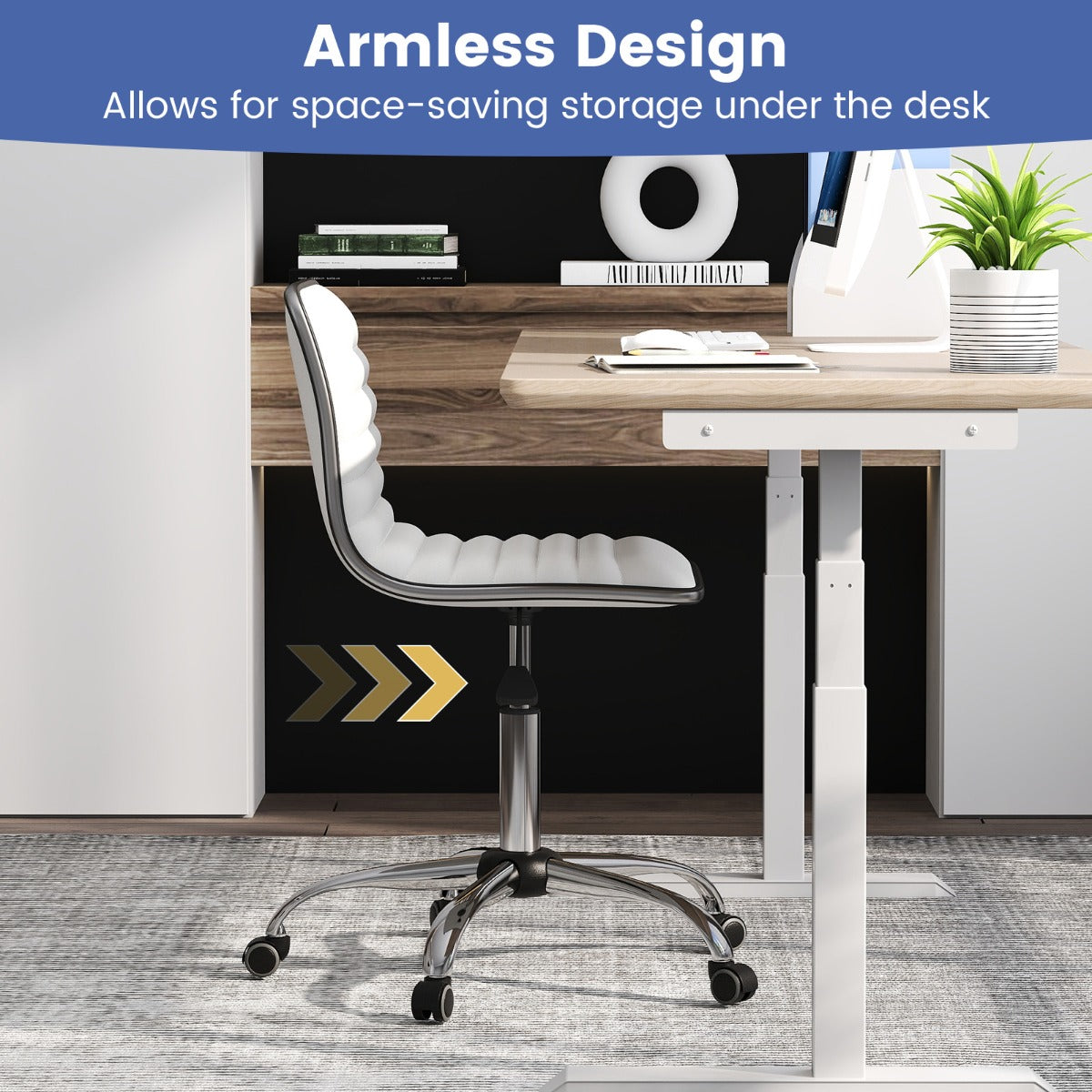 Adjustable Office Task Chair with Swivel Seat and Universal Wheels