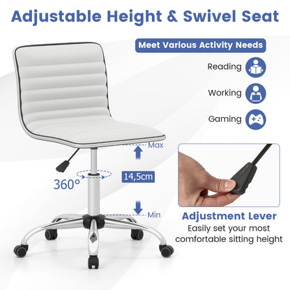 Adjustable Office Task Chair with Swivel Seat and Universal Wheels