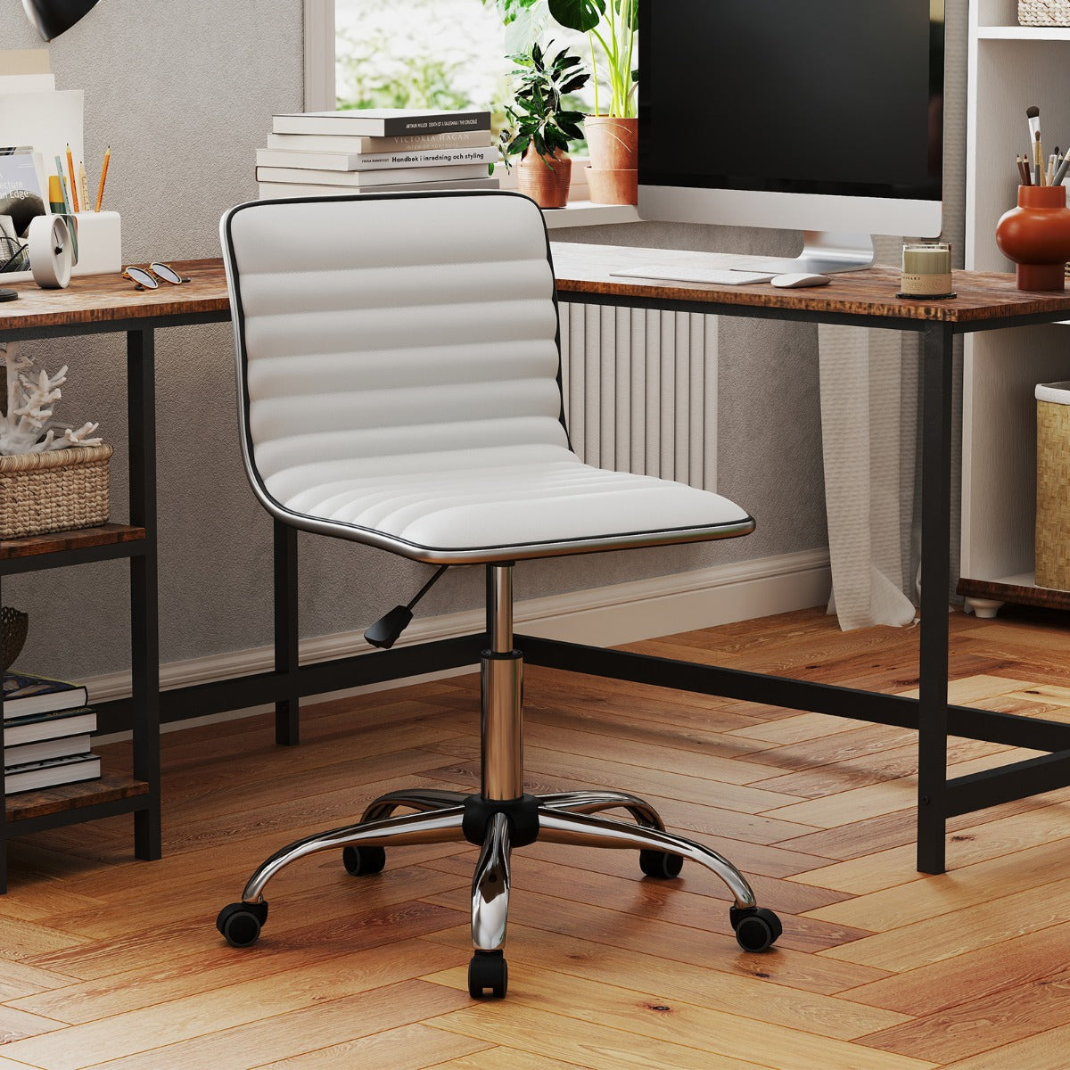 Adjustable Office Task Chair with Swivel Seat and Universal Wheels