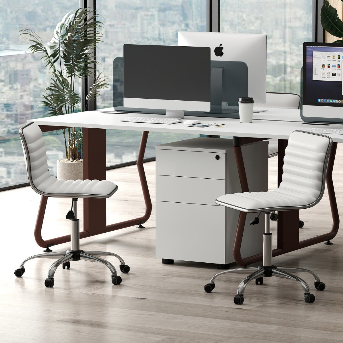 Adjustable Office Task Chair with Swivel Seat and Universal Wheels