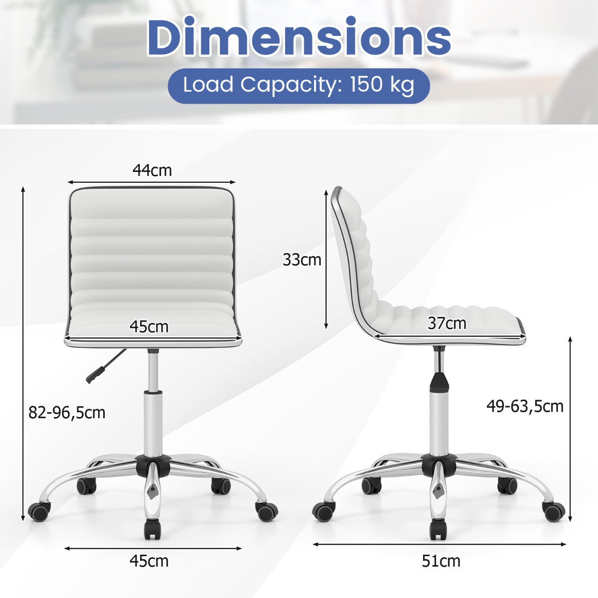 Adjustable Office Task Chair with Swivel Seat and Universal Wheels