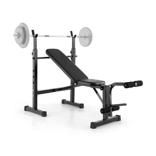 Adjustable Weight Bench and Barbell Rack Set with Squat Rack