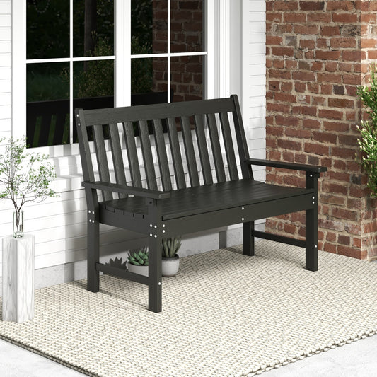 Costway All-Weather HDPE Patio Loveseat ChairOutdoor 2-Person Bench-Black