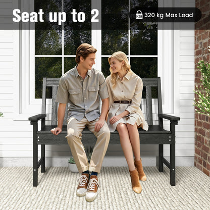 Costway All-Weather HDPE Patio Loveseat ChairOutdoor 2-Person Bench-Black