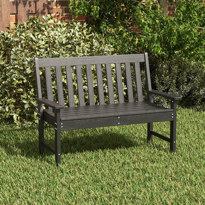 Costway All-Weather HDPE Patio Loveseat ChairOutdoor 2-Person Bench-Black