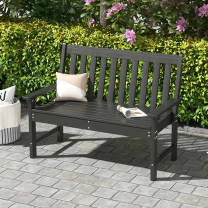 Costway All-Weather HDPE Patio Loveseat ChairOutdoor 2-Person Bench-Black