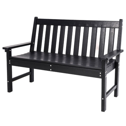 Costway All-Weather HDPE Patio Loveseat ChairOutdoor 2-Person Bench-Black