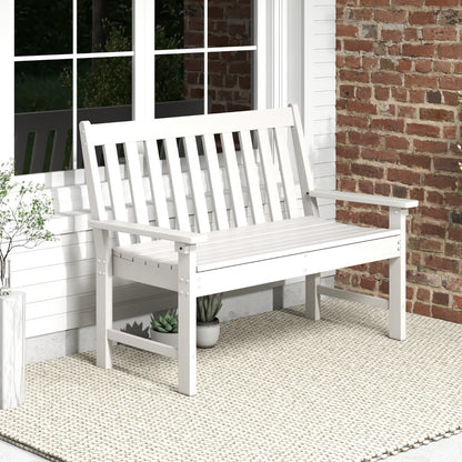 Costway All-Weather HDPE Patio Loveseat ChairOutdoor 2-Person Bench-White