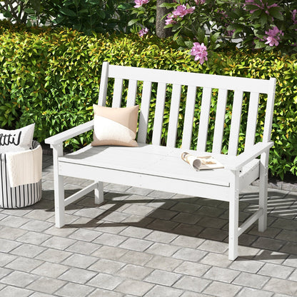 Costway All-Weather HDPE Patio Loveseat ChairOutdoor 2-Person Bench-White